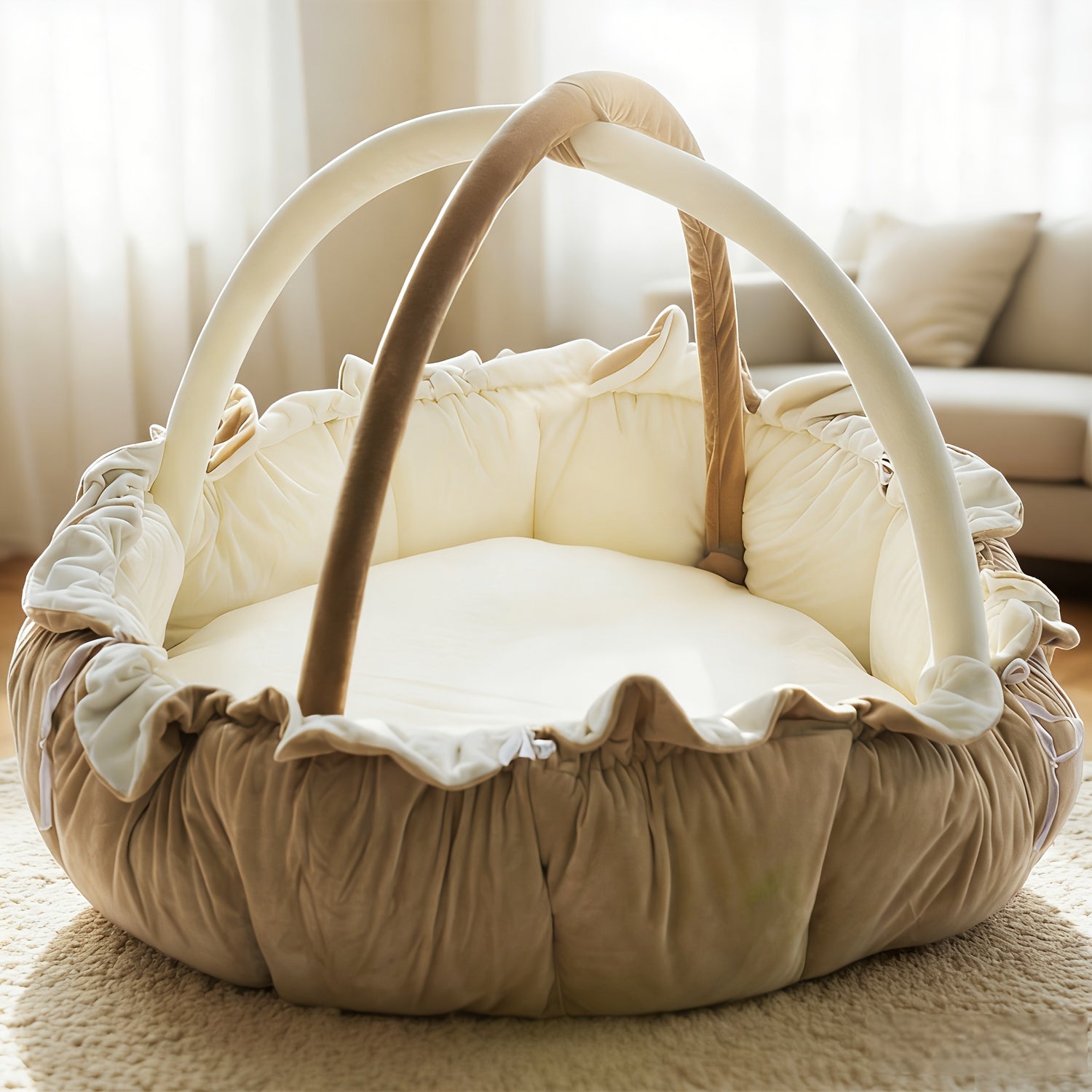 5-in-1 Thick & Plush Baby Gym, Baby Mats for Floor, Tummy Time Mat, Cat Bed, Dog Bed, Convertible Stage-Based Developmental From Baby to Toddler, Ball Pit, Pet Cushion Cloudico