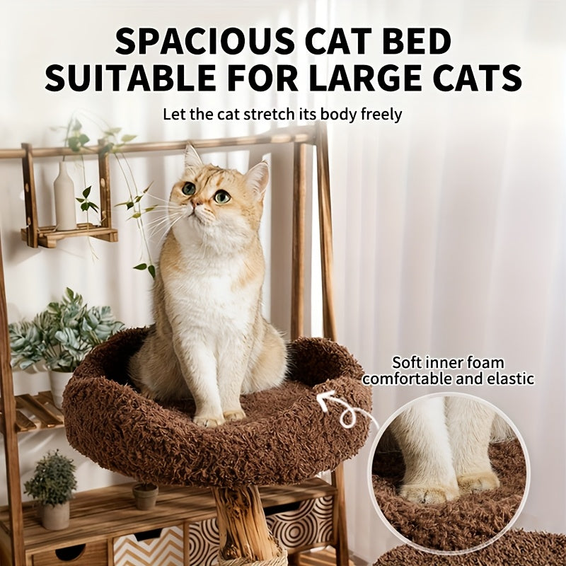 A Cat Tree Structure Featuring Three Comfortable Hideaways - a Stylish Wooden Condo Perfect for Halloween, Designed for Multiple Adult Cats with Spacious Levels, Soft Perches, Platforms, And Scratching Posts