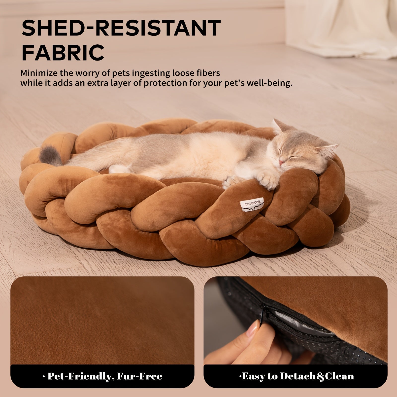 CheerPals Twisted Pet Bed, Weave Cat Bed Sofa with Cushion for Indoor Cats Puppy