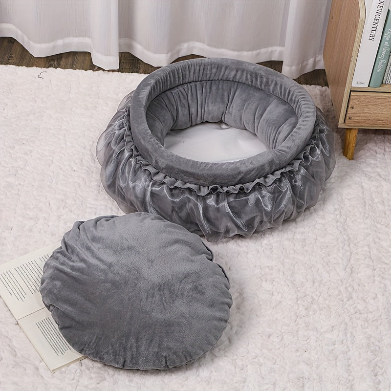 All-season universal autumn and winter cat and dog bed mat, home washable princess bed, anti-slip, soft plush, warm pet sofa, cat bed and dog bed, cute and comfortable, suitable for all cats and dogs