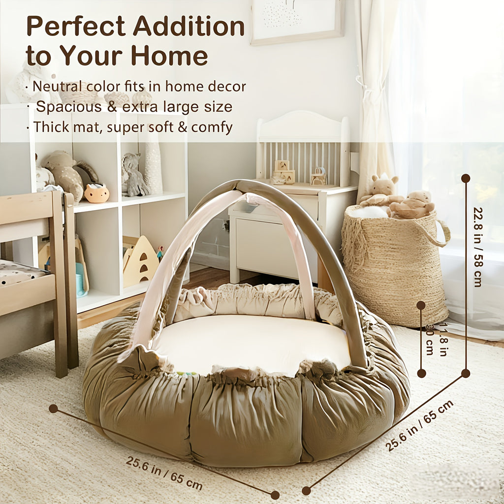 5-in-1 Thick & Plush Baby Gym, Baby Mats for Floor, Tummy Time Mat, Cat Bed, Dog Bed, Convertible Stage-Based Developmental From Baby to Toddler, Ball Pit, Pet Cushion Cloudico