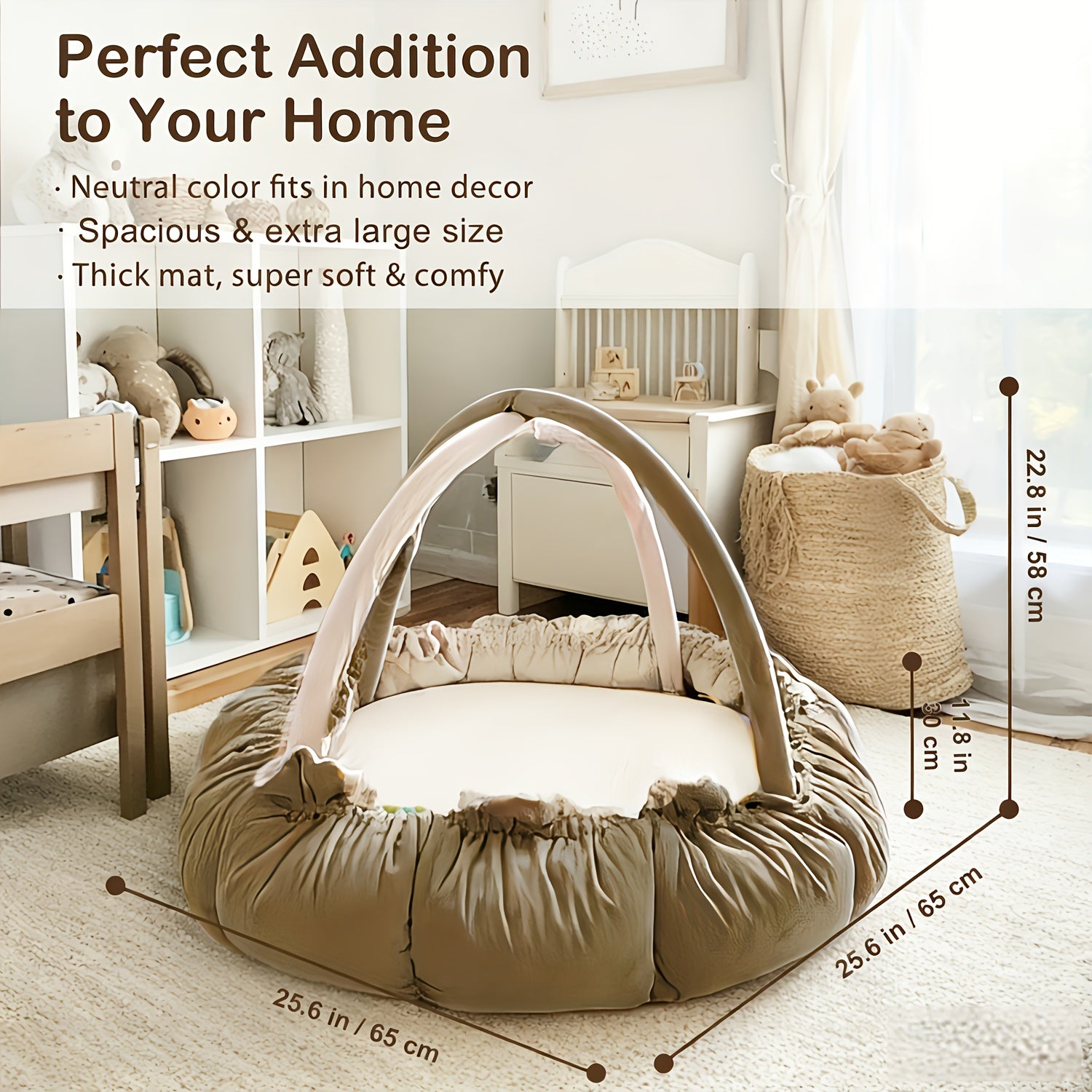 5-in-1 Thick & Plush Baby Gym, Baby Mats for Floor, Tummy Time Mat, Cat Bed, Dog Bed, Convertible Stage-Based Developmental From Baby to Toddler, Ball Pit, Pet Cushion Cloudico