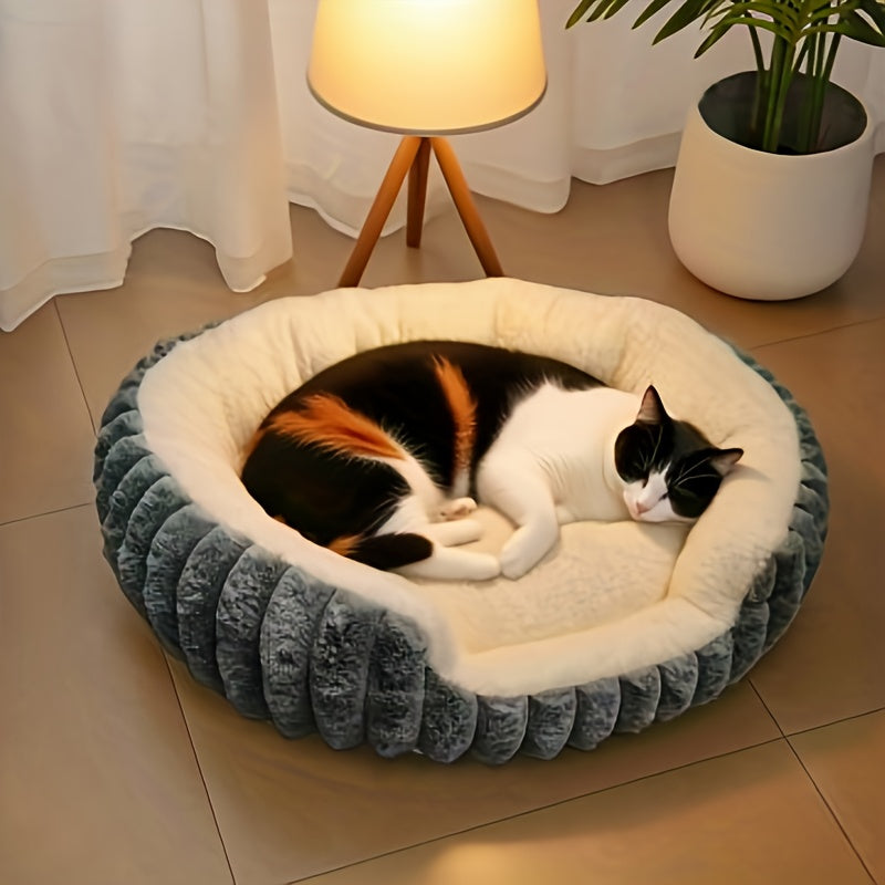 Indoor Round Bed | Super Soft and Warm, Portable and Easy to Clean, Fluffy, Polyester Fiber Filled, Suitable for Small Dogs and Cats, SOULTIMES Brand