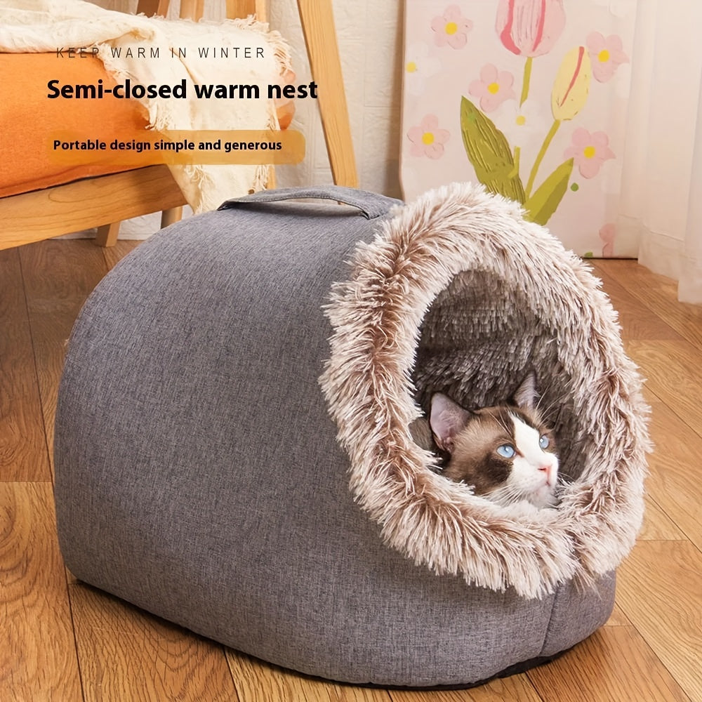 1Set\u002F2pcs-A Cat Bed And A Cat Mat, Easter & Mother'S Day 2026 Gift - Warm Enclosed Portable Pet Bed with Sleeping Mat | Cozy Enclosed Cat House for Deep Sleep | Perfect Easter & Mother'S Day Present for Your Furry Friend