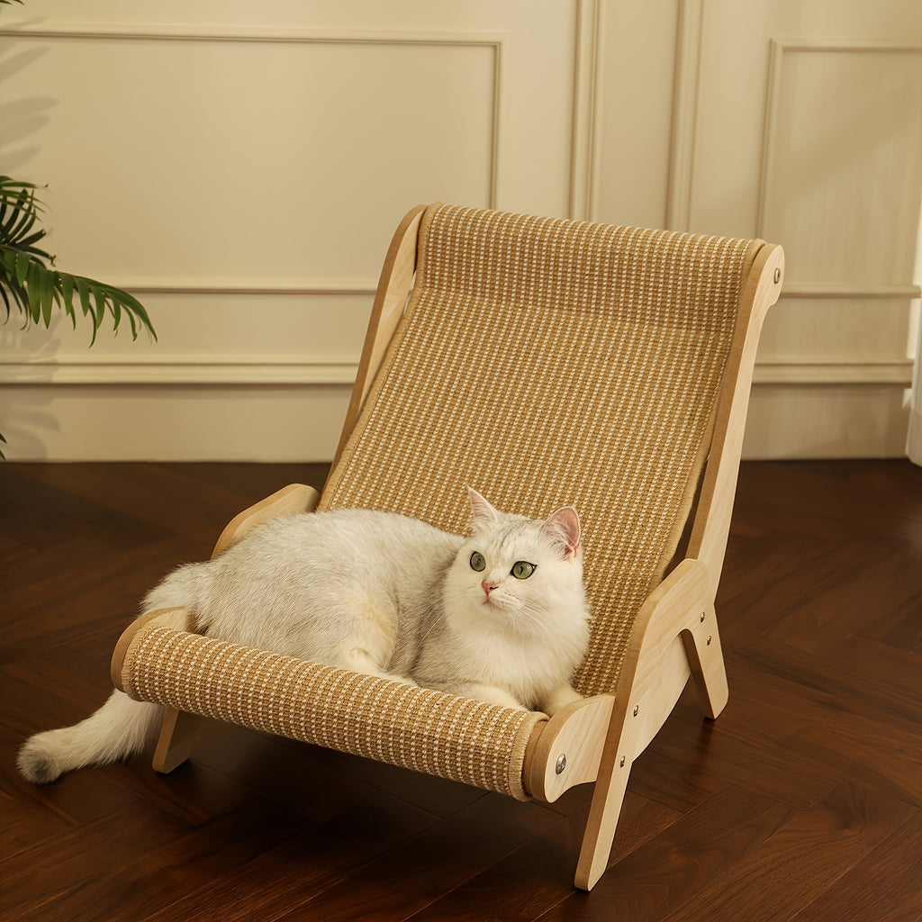 Oversized Cat Hammock Lounger - Constructed from Sturdy Nylon, This Year-Round Cozy Sofa Bed for Felines Includes a Scratching Pad