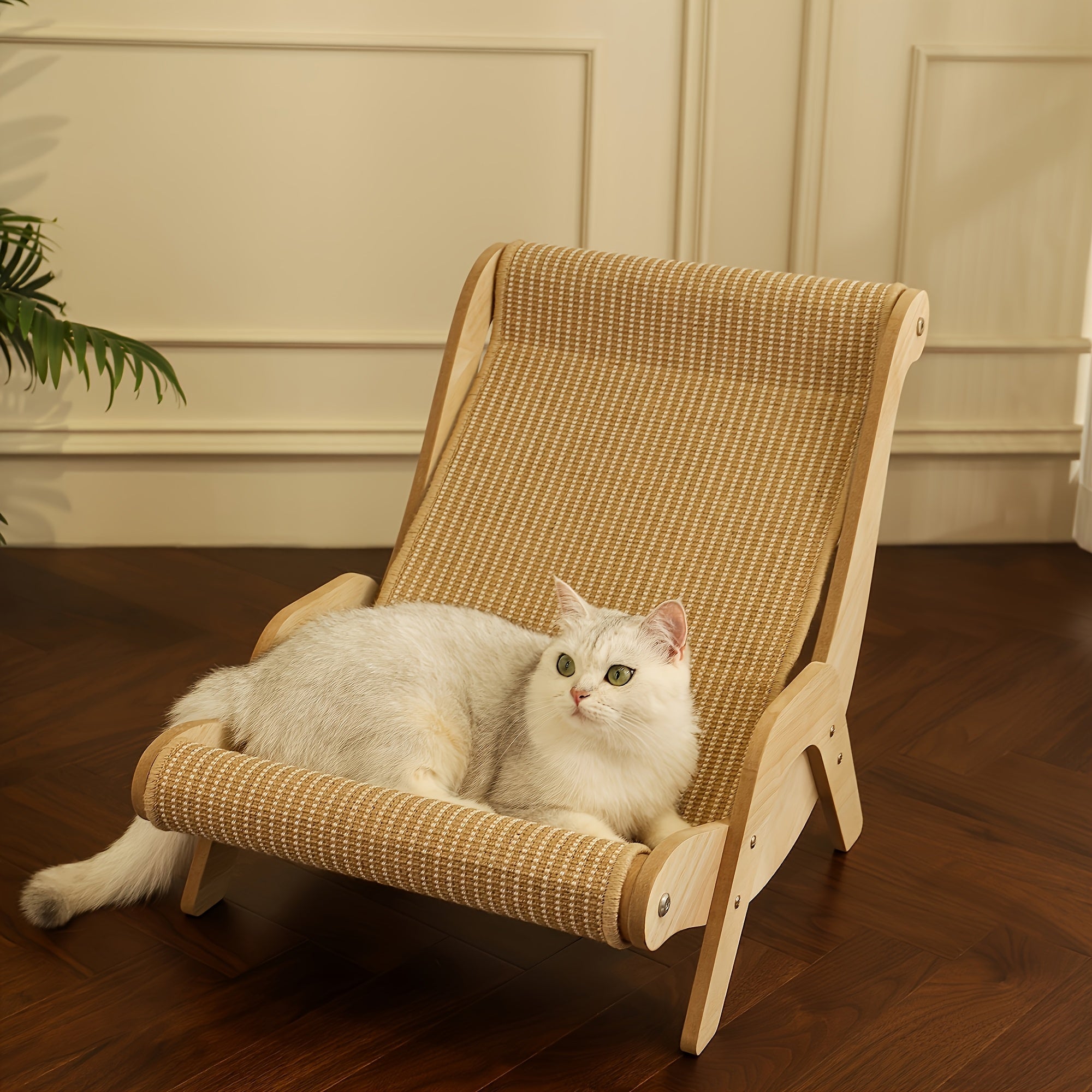 Oversized Cat Hammock Lounger - Constructed from Sturdy Nylon, This Year-Round Cozy Sofa Bed for Felines Includes a Scratching Pad