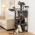 Costoffs 57''H Cat Tree Perfect Gift for Cats Condo Kitten Tree Tower w\u002F 2 Condos & Dangling Ball & Round Platform & Ladder Multilevel Indoor Cat Tree Tower for Kittens\u002FSmall Cats Christmas Gift
