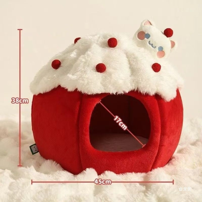 Winter Warm Closed Pumpkin Shaped Cat Nest Is a Great Place for Pets to Rest, Suitable for Multiple Scenarios Such as Warm Rest, Home Decoration, Daily Cleaning and Maintenance, Comfortable Sleep for Cats, and Cute Indoor Decoration. The Closed Desig