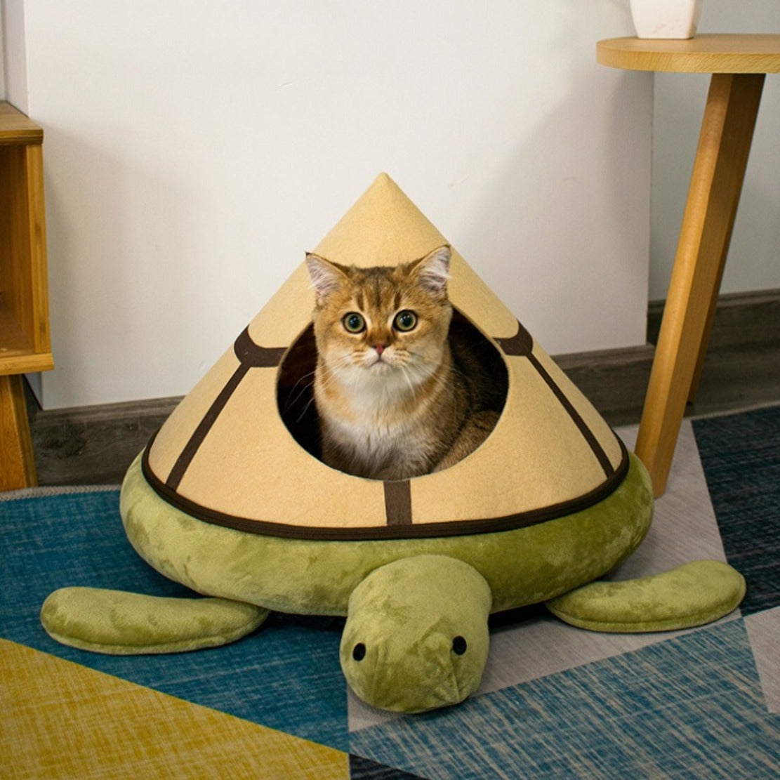 All-season Enclosed Windproof Cat House, Detachable Cat and Dog Bed, Warm Pet Nest, Creative Turtle and Hermit Crab-style Cat Bed