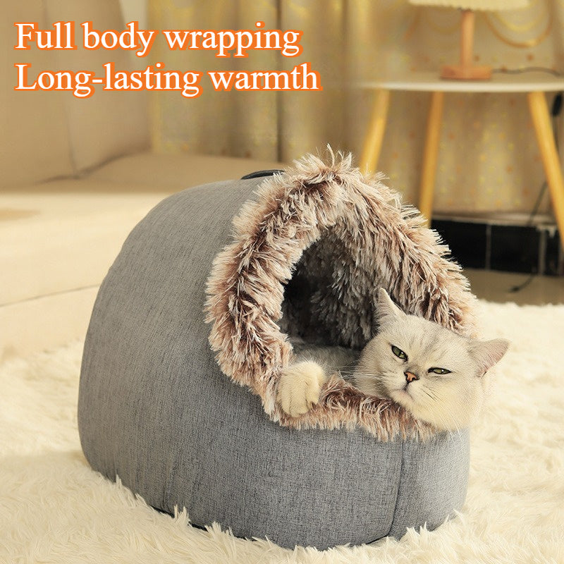 1Set\u002F2pcs-A Cat Bed And A Cat Mat, Easter & Mother'S Day 2026 Gift - Warm Enclosed Portable Pet Bed with Sleeping Mat | Cozy Enclosed Cat House for Deep Sleep | Perfect Easter & Mother'S Day Present for Your Furry Friend