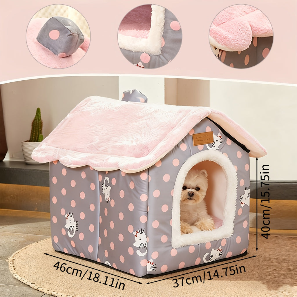 1pc 1pcs House-Shaped Cat Bed Suitable for All Seasons - Temperature-Regulating Enclosed Washable Pet House, Warm Breathable Cozy Rest Bed for Cats & Dogs, No Assembly Required \u002FTravel Shelter