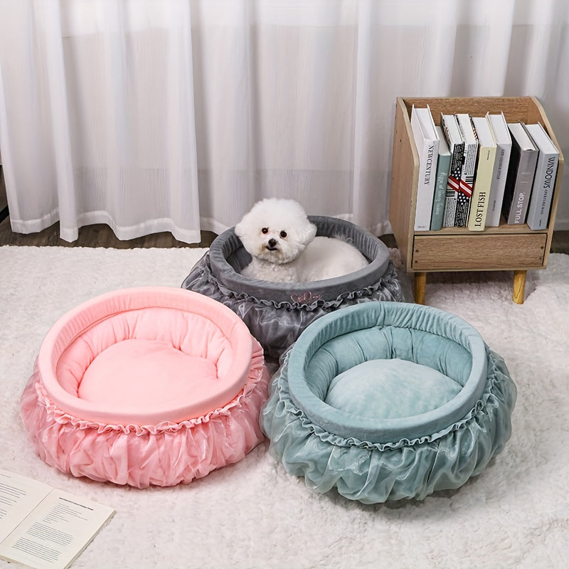 All-season universal autumn and winter cat and dog bed mat, home washable princess bed, anti-slip, soft plush, warm pet sofa, cat bed and dog bed, cute and comfortable, suitable for all cats and dogs
