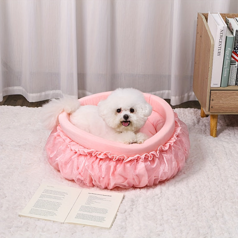 All-season universal autumn and winter cat and dog bed mat, home washable princess bed, anti-slip, soft plush, warm pet sofa, cat bed and dog bed, cute and comfortable, suitable for all cats and dogs