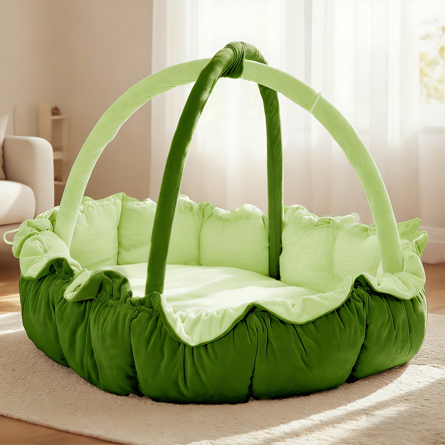 5-in-1 Thick & Plush Baby Gym, Baby Mats for Floor, Tummy Time Mat, Cat Bed, Dog Bed, Convertible Stage-Based Developmental From Baby to Toddler, Ball Pit, Pet Cushion Cloudico