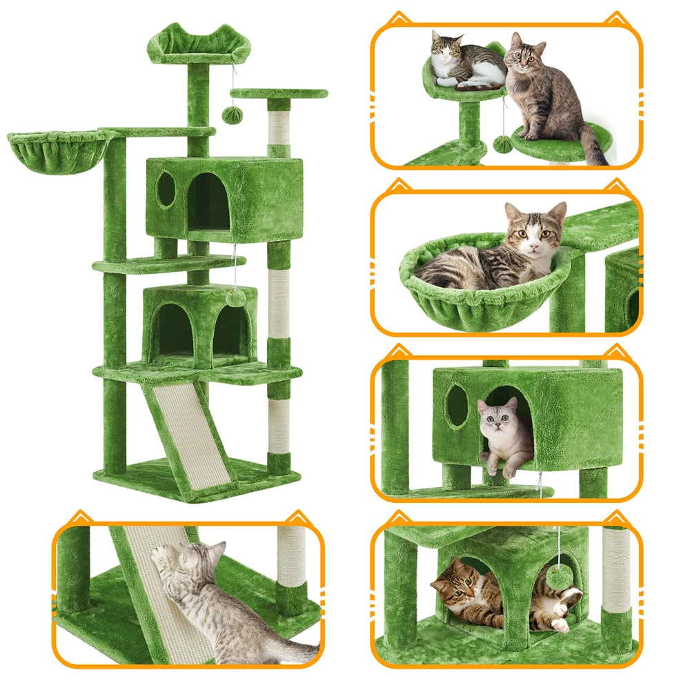 Costoffs 57''H Cat Tree Perfect Gift for Cats Condo Kitten Tree Tower w\u002F 2 Condos & Dangling Ball & Round Platform & Ladder Multilevel Indoor Cat Tree Tower for Kittens\u002FSmall Cats Christmas Gift