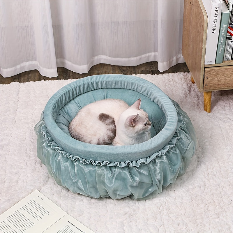 All-season universal autumn and winter cat and dog bed mat, home washable princess bed, anti-slip, soft plush, warm pet sofa, cat bed and dog bed, cute and comfortable, suitable for all cats and dogs