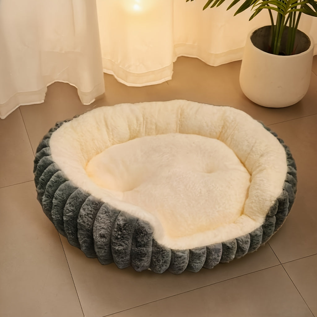 Indoor Round Bed | Super Soft and Warm, Portable and Easy to Clean, Fluffy, Polyester Fiber Filled, Suitable for Small Dogs and Cats, SOULTIMES Brand