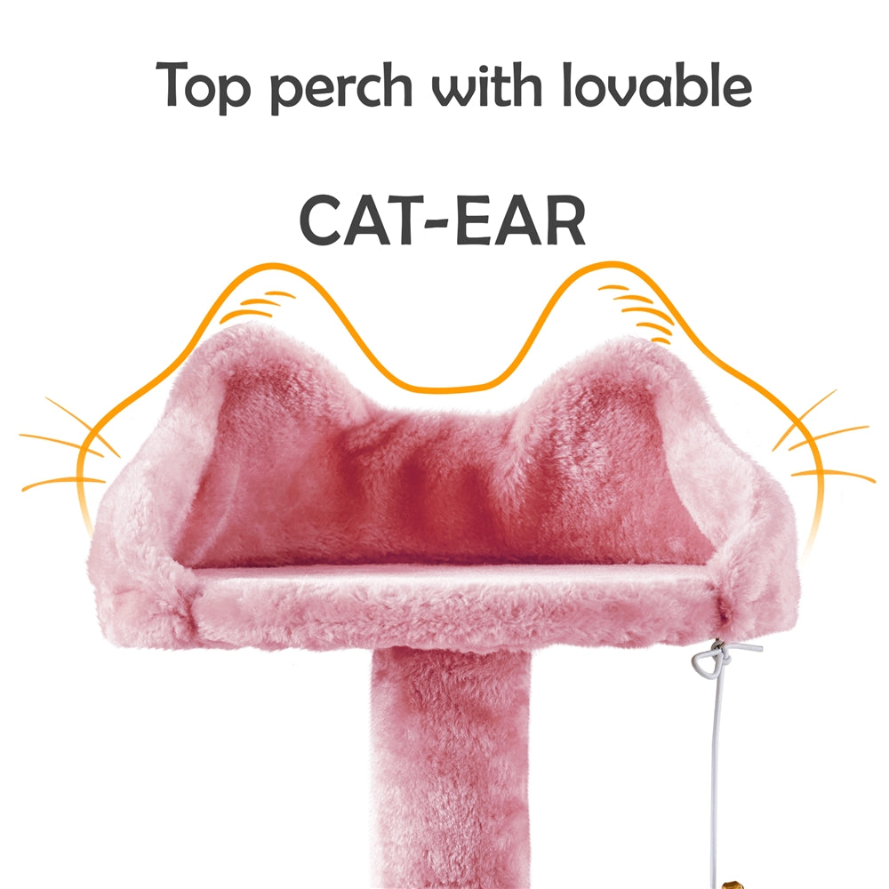 Costoffs 57''H Cat Tree Perfect Gift for Cats Condo Kitten Tree Tower w\u002F 2 Condos & Dangling Ball & Round Platform & Ladder Multilevel Indoor Cat Tree Tower for Kittens\u002FSmall Cats Christmas Gift