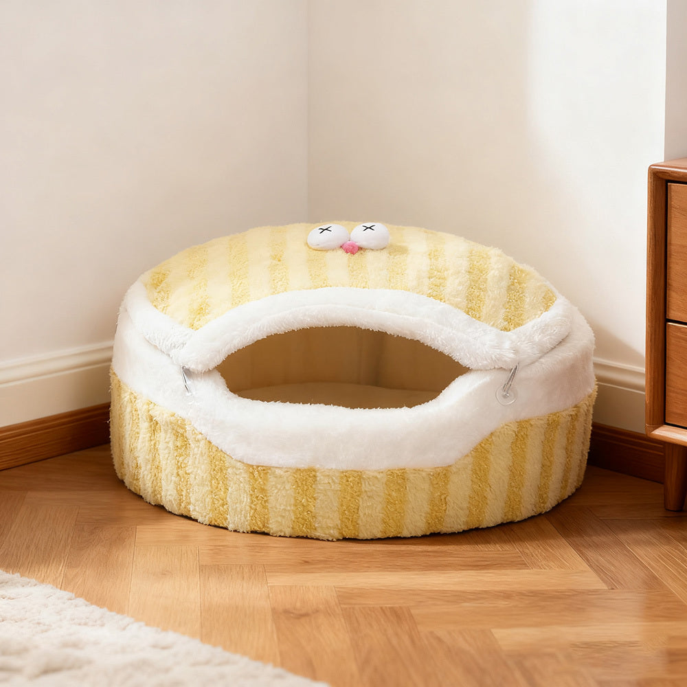 Adorable Enclosed Cat Bed Designed for Security, Also Suitable for Dogs, Serving As a Dual-Purpose Mat And Cozy House for Cats During The Autumn And Winter Seasons