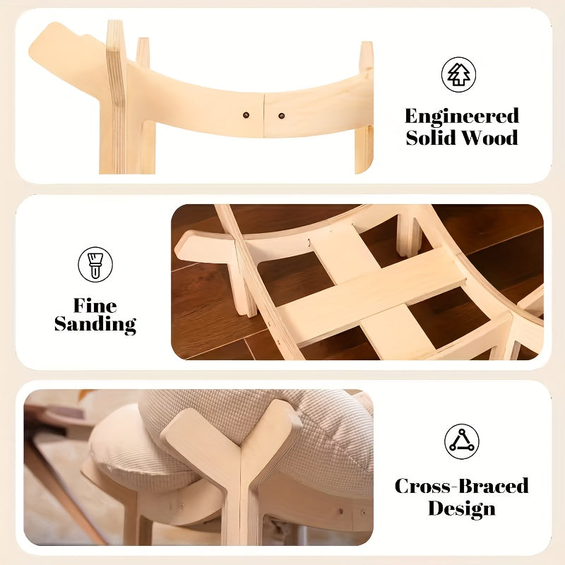 High-leg Joint-protecting Pet Bed, Cat Stand Bed with Soft Cushion And Sturdy Legs, Heart-shaped Wooden Frame with Beige Soft Cushion, Modern Luxury Indoor Pet-specific, Indoor Cat And Small Dog Specific High-leg Sofa