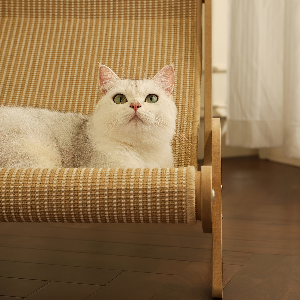 Oversized Cat Hammock Lounger - Constructed from Sturdy Nylon, This Year-Round Cozy Sofa Bed for Felines Includes a Scratching Pad