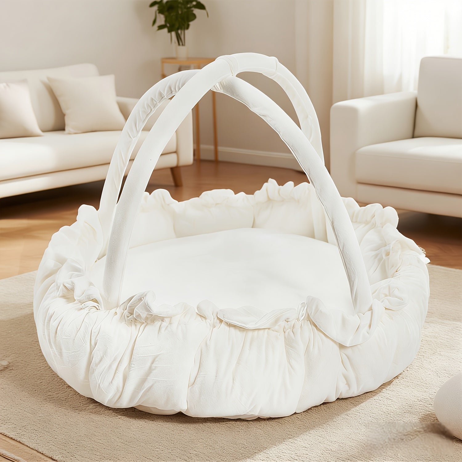 5-in-1 Thick & Plush Baby Gym, Baby Mats for Floor, Tummy Time Mat, Cat Bed, Dog Bed, Convertible Stage-Based Developmental From Baby to Toddler, Ball Pit, Pet Cushion Cloudico