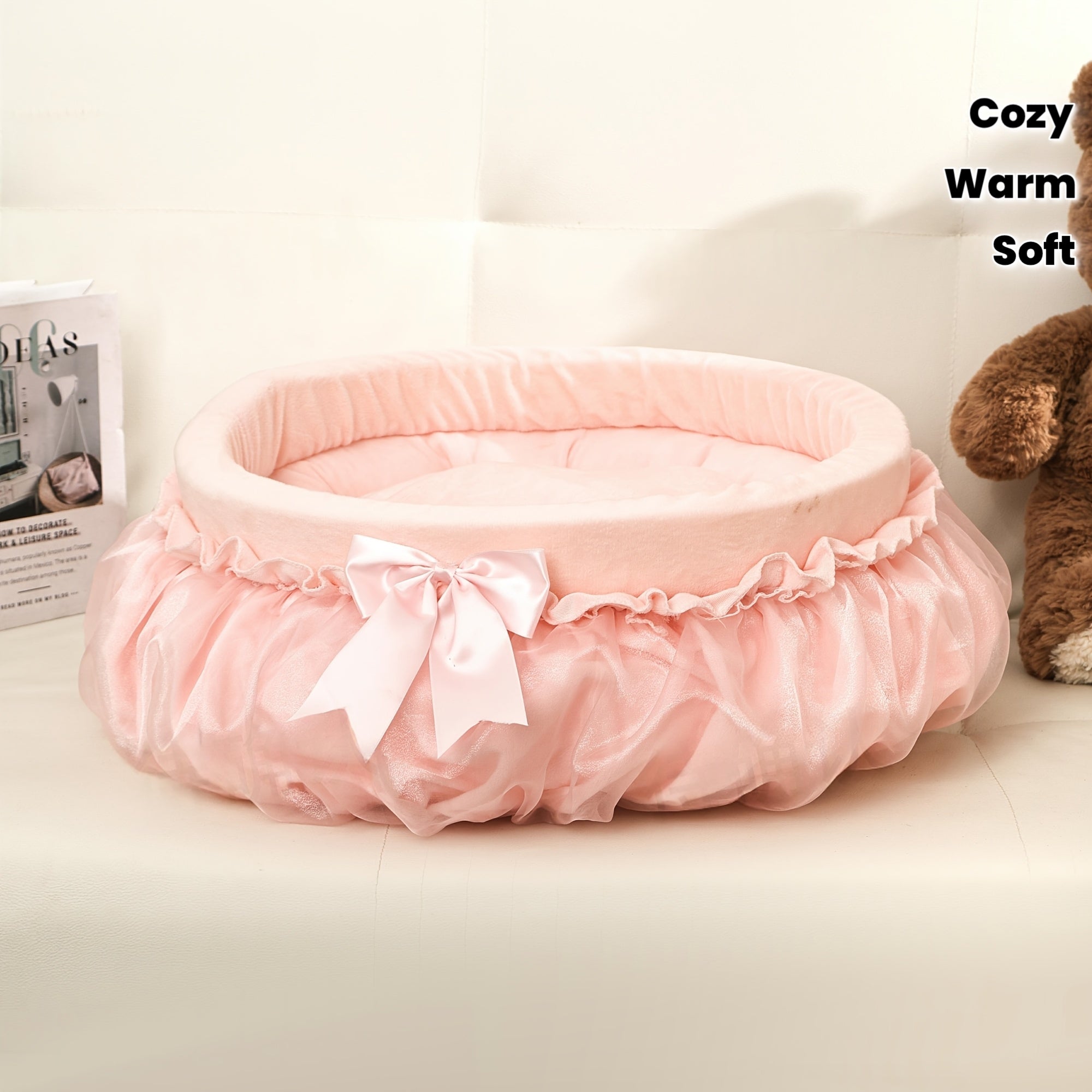 All-season universal autumn and winter cat and dog bed mat, home washable princess bed, anti-slip, soft plush, warm pet sofa, cat bed and dog bed, cute and comfortable, suitable for all cats and dogs