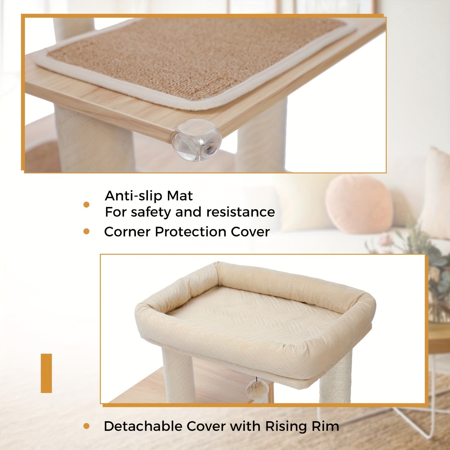 Cat Tree With Litter Box Enclosure Large, Wood Cat Tower For Indoor Cats With Storage Cabinet And Cozy Cat Condo, Sisal Covered Scratching Post And Dangling Balls, Beige, Black, Brown, Grey