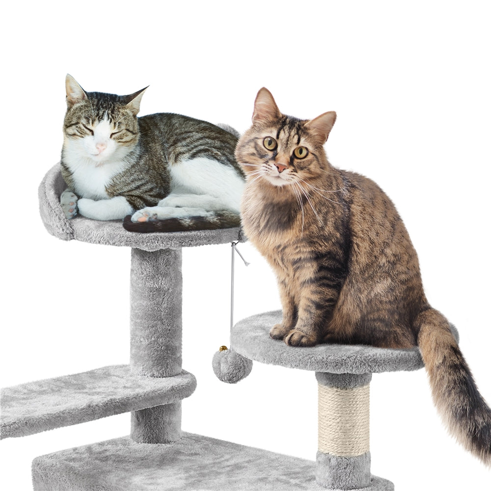 Costoffs 57''H Cat Tree Perfect Gift for Cats Condo Kitten Tree Tower w\u002F 2 Condos & Dangling Ball & Round Platform & Ladder Multilevel Indoor Cat Tree Tower for Kittens\u002FSmall Cats Christmas Gift