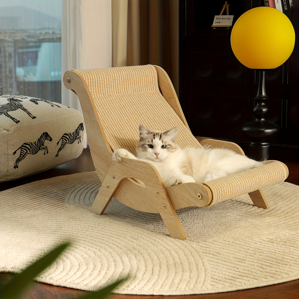 Oversized Cat Hammock Lounger - Constructed from Sturdy Nylon, This Year-Round Cozy Sofa Bed for Felines Includes a Scratching Pad