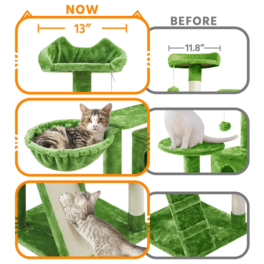Costoffs 57''H Cat Tree Perfect Gift for Cats Condo Kitten Tree Tower w\u002F 2 Condos & Dangling Ball & Round Platform & Ladder Multilevel Indoor Cat Tree Tower for Kittens\u002FSmall Cats Christmas Gift