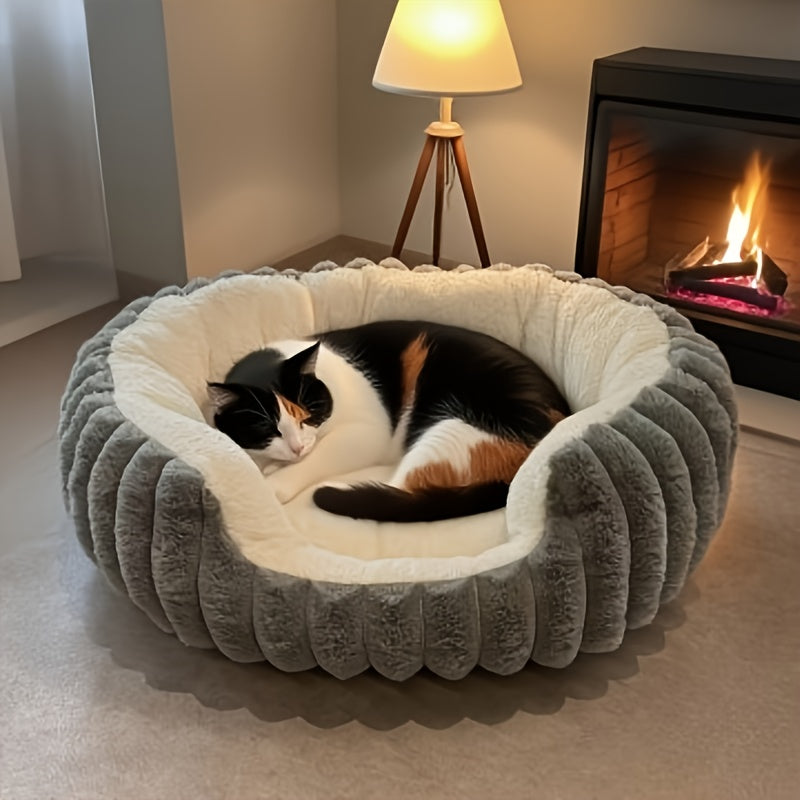 Indoor Round Bed | Super Soft and Warm, Portable and Easy to Clean, Fluffy, Polyester Fiber Filled, Suitable for Small Dogs and Cats, SOULTIMES Brand