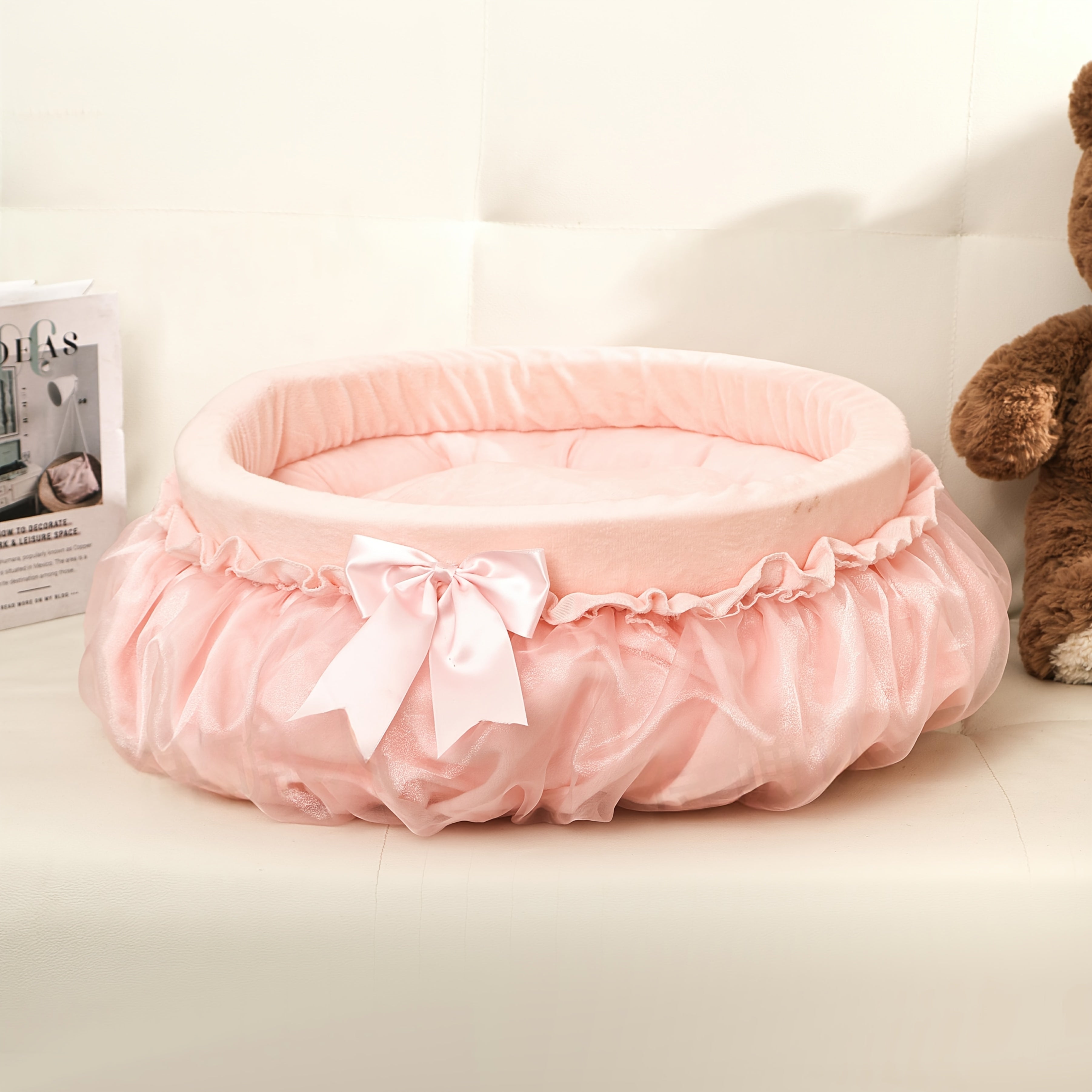 All-season universal autumn and winter cat and dog bed mat, home washable princess bed, anti-slip, soft plush, warm pet sofa, cat bed and dog bed, cute and comfortable, suitable for all cats and dogs