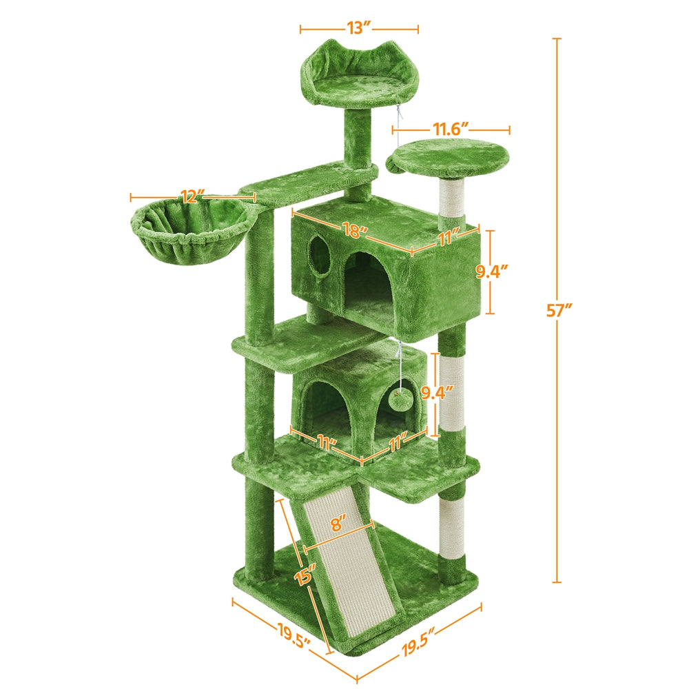 Costoffs 57''H Cat Tree Perfect Gift for Cats Condo Kitten Tree Tower w\u002F 2 Condos & Dangling Ball & Round Platform & Ladder Multilevel Indoor Cat Tree Tower for Kittens\u002FSmall Cats Christmas Gift
