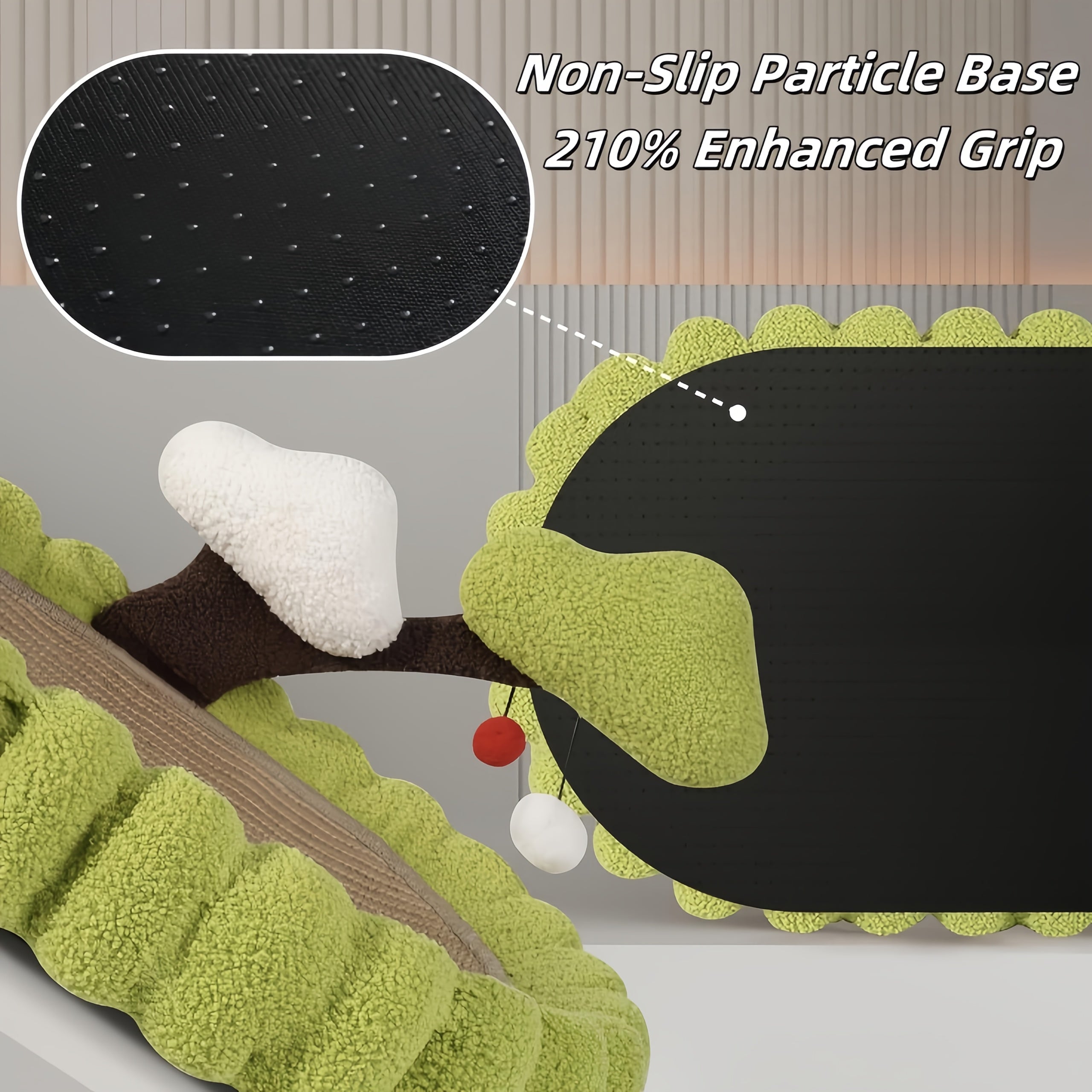 Sisal Cat Scratching Board Bed, 3-in-1 Functional Design, Including 2 Pom Pom Toys, Green Tree-shaped Scratching Post And Lounge Chair, Durable Indoor Cat Furniture Protector