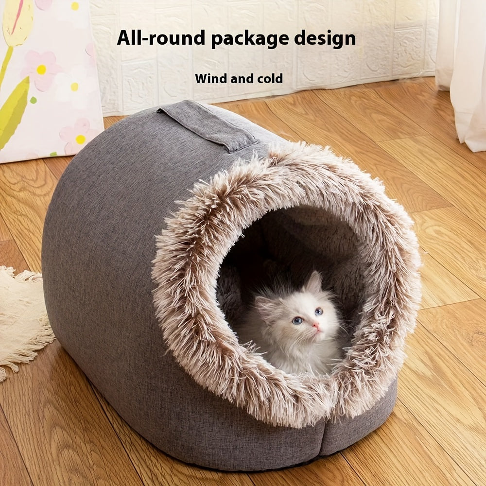 1Set\u002F2pcs-A Cat Bed And A Cat Mat, Easter & Mother'S Day 2026 Gift - Warm Enclosed Portable Pet Bed with Sleeping Mat | Cozy Enclosed Cat House for Deep Sleep | Perfect Easter & Mother'S Day Present for Your Furry Friend