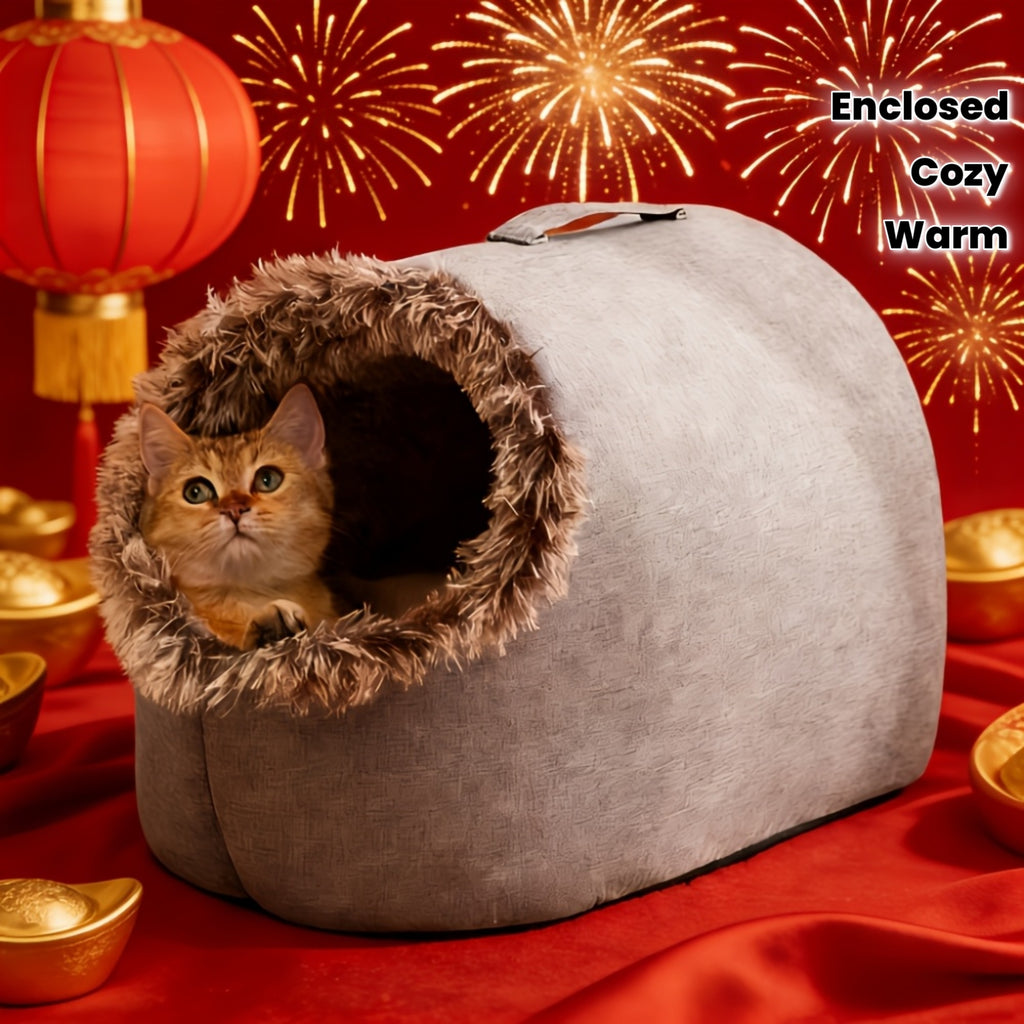 1Set\u002F2pcs-A Cat Bed And A Cat Mat, Easter & Mother'S Day 2026 Gift - Warm Enclosed Portable Pet Bed with Sleeping Mat | Cozy Enclosed Cat House for Deep Sleep | Perfect Easter & Mother'S Day Present for Your Furry Friend