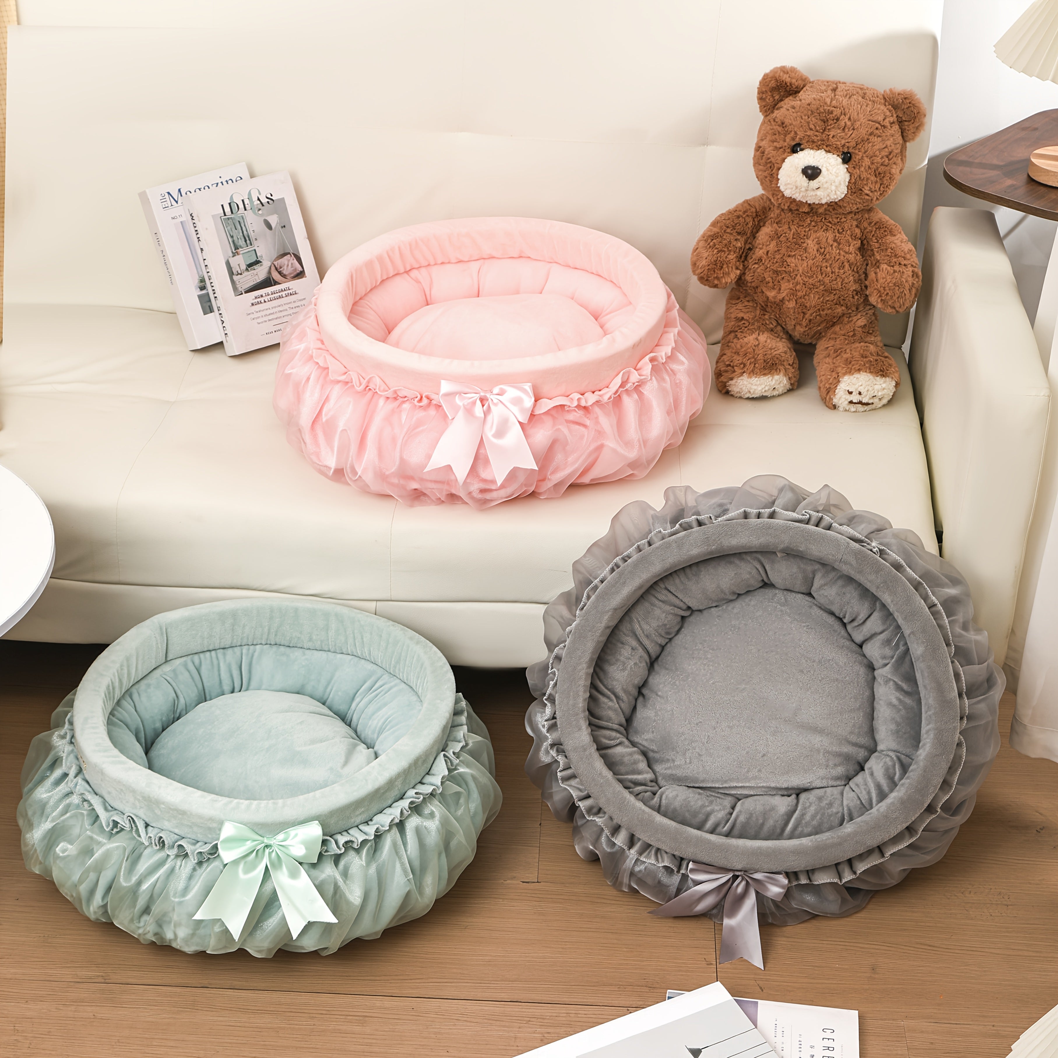 All-season universal autumn and winter cat and dog bed mat, home washable princess bed, anti-slip, soft plush, warm pet sofa, cat bed and dog bed, cute and comfortable, suitable for all cats and dogs