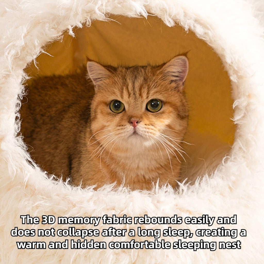 Cozy Cat Cave Bed with Privacy Cover, Winter Warm Dog House for Indoor Use, Non-Slip Base & Machine Washable, Calming Shelter for Pets