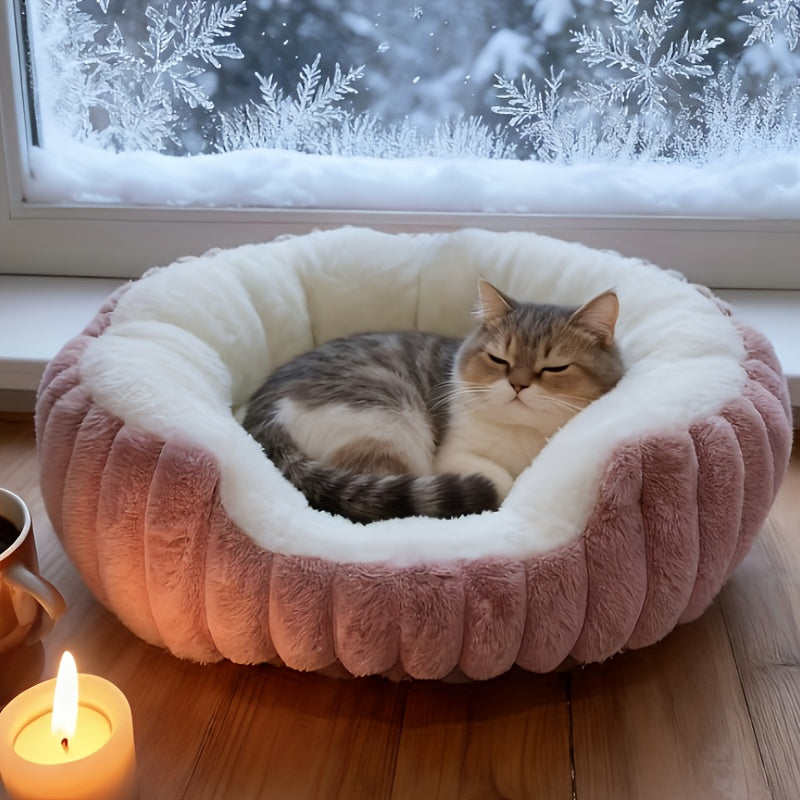 Indoor Round Bed | Super Soft and Warm, Portable and Easy to Clean, Fluffy, Polyester Fiber Filled, Suitable for Small Dogs and Cats, SOULTIMES Brand