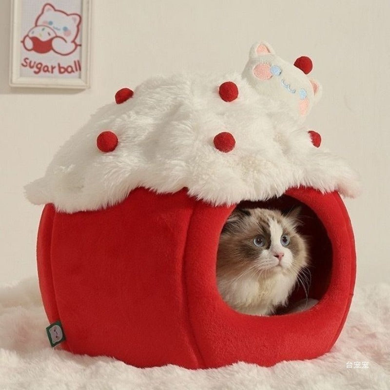 Winter Warm Closed Pumpkin Shaped Cat Nest Is a Great Place for Pets to Rest, Suitable for Multiple Scenarios Such as Warm Rest, Home Decoration, Daily Cleaning and Maintenance, Comfortable Sleep for Cats, and Cute Indoor Decoration. The Closed Desig