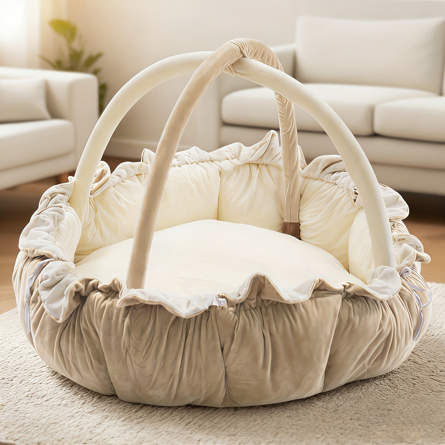 5-in-1 Thick & Plush Baby Gym, Baby Mats for Floor, Tummy Time Mat, Cat Bed, Dog Bed, Convertible Stage-Based Developmental From Baby to Toddler, Ball Pit, Pet Cushion Cloudico