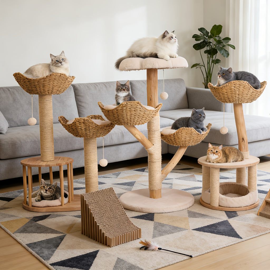 3-tier Cat Tree Activity Tower Condo Furniture with Plush Cushion Cozy Rest Dangling Ball Sisal Scratching Post for Indoor Cats