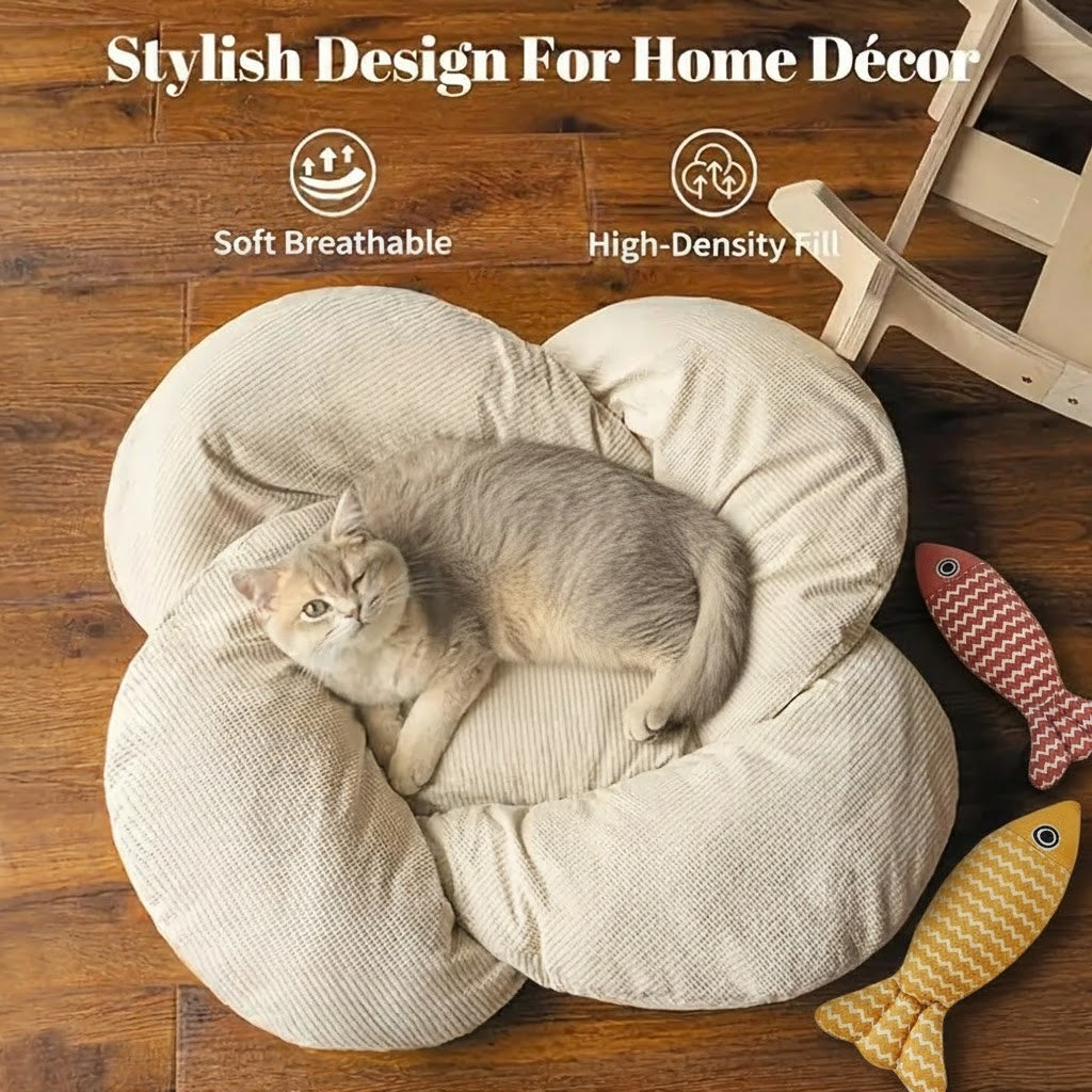 Padded Wooden Elevated Cat Bed Fluffy Pet Sofa Indoor Cat Lifting Lounge Chair with Hardware Tools Suitable for Puppies and Cats Furniture(Two Hemp Fish Are Included as a Gift.)