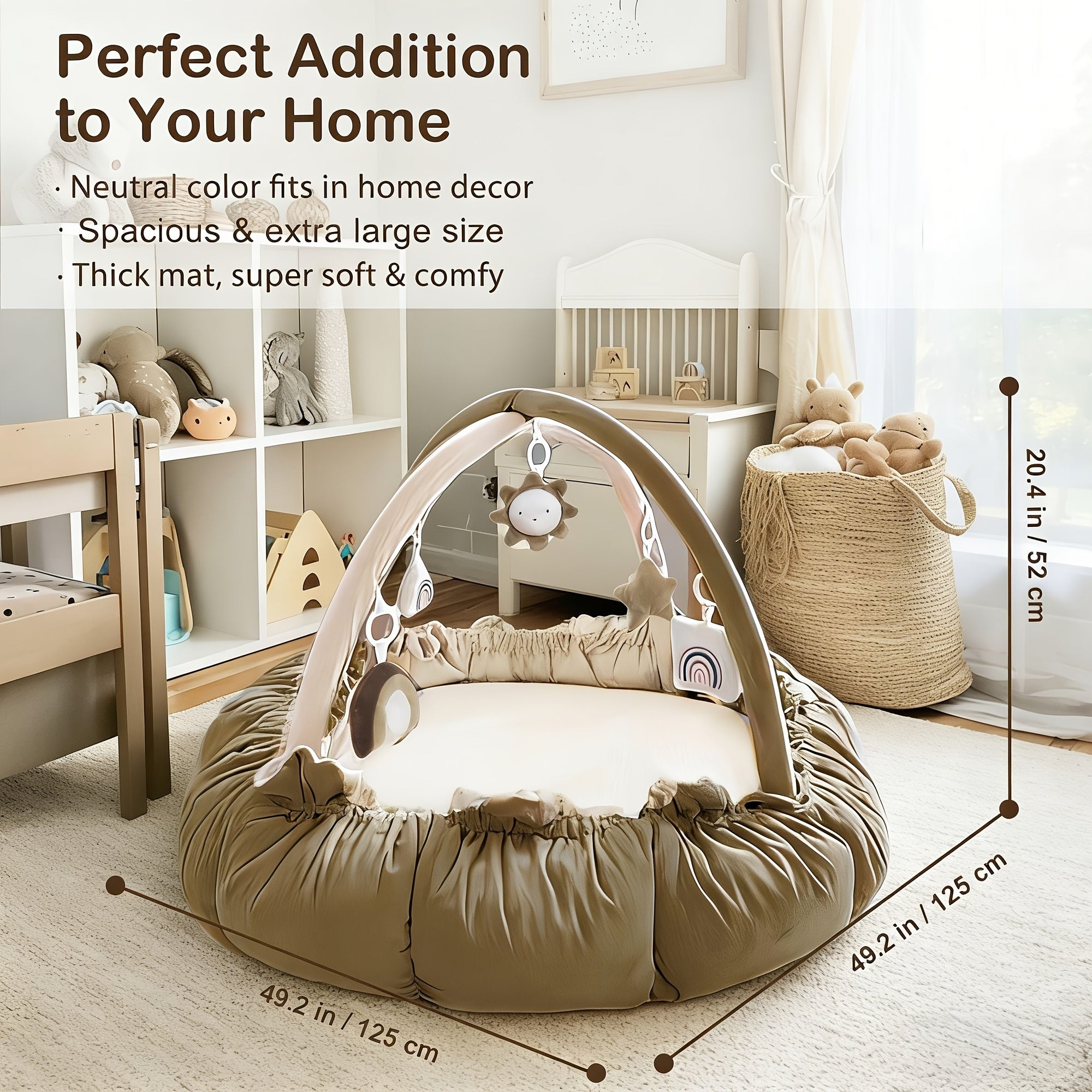 5-in-1 Thick & Plush Multi-Functional Cat & Dog Bed - Convertible Gym with Ball Pit, 6 Toys, Tummy Time Mat & Floor Mats | Plush Cushion Suitable for Kittens\u002FPuppies, Developmental Play & Rest